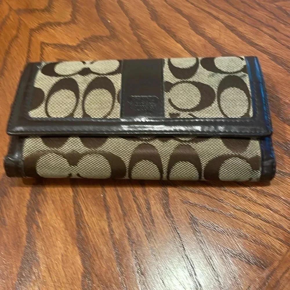 Coach Leather & Cloth Wallet With Checkbook Holder A few little flaws no holes